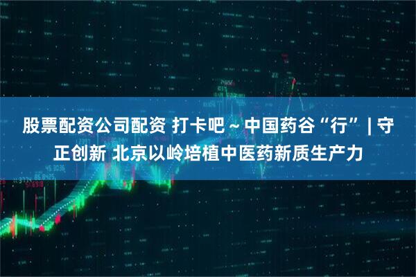 股票配资公司配资 打卡吧～中国药谷“行” | 守正创新 北京以岭培植中医药新质生产力